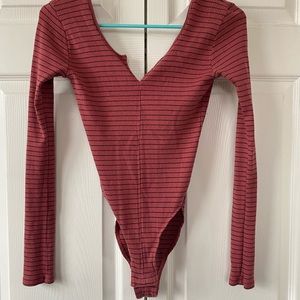 Urban Outfitters Pink Stripped Body Suit